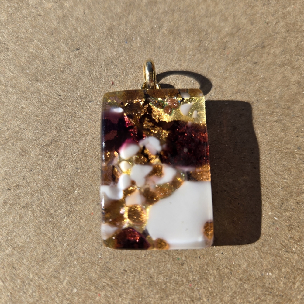 Murano Gold and Red Glass Pendant For Necklace